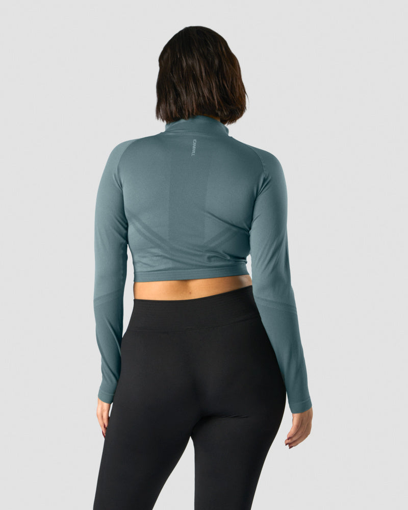 define cropped 1/4 zip jungle green