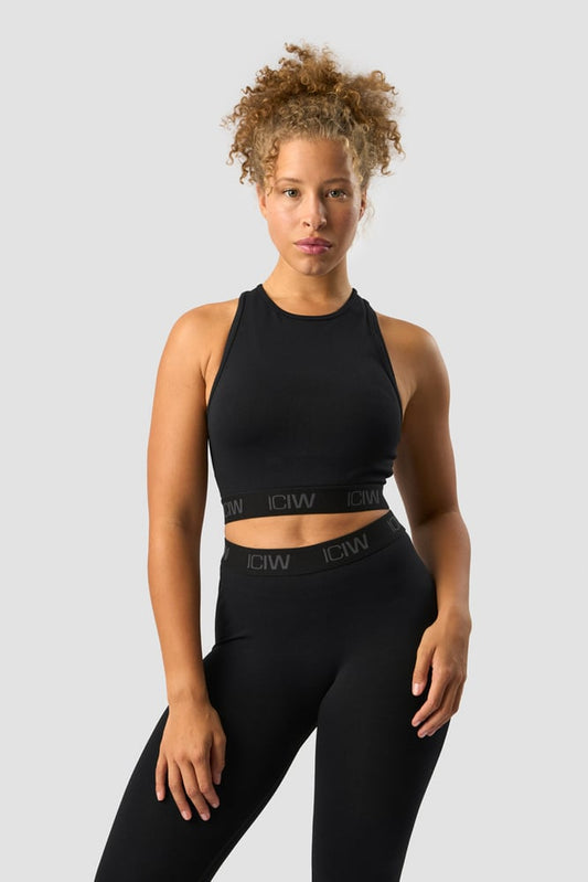 define seamless logo cropped tank top black