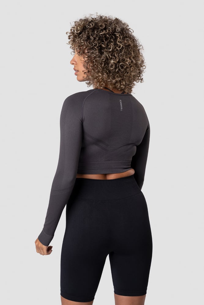 define seamless ls crop top graphite wmn