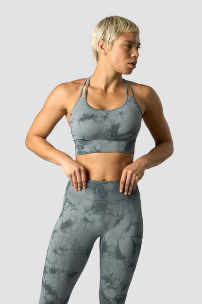 define seamless tie dye sports bra stormy blue