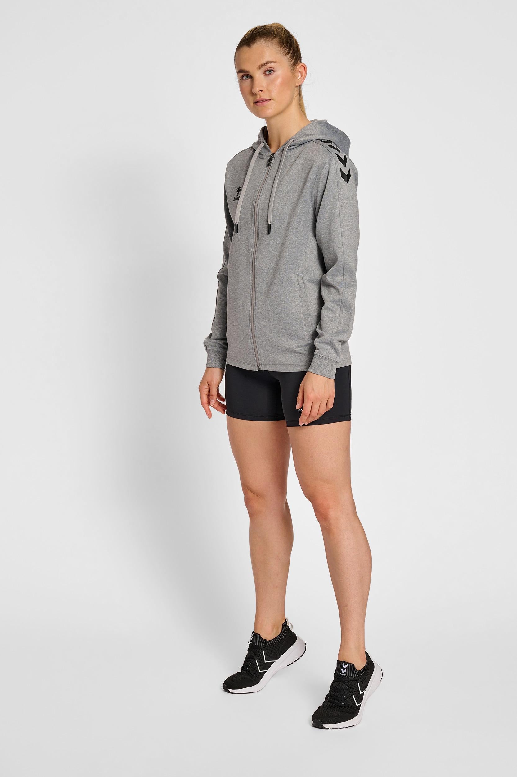 HUMMEL - Hmlcore Xk Poly Zip Hood Sweat Woma - Grey Melange