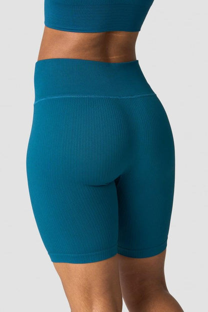 ICANIWILL - Ribbed Define Seamless Biker Shorts - Teal Blue