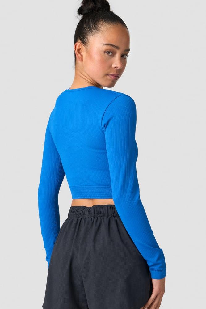 ICANIWILL - Ribbed Define Seamless Cropped Long Sleeve - Cobalt Blue