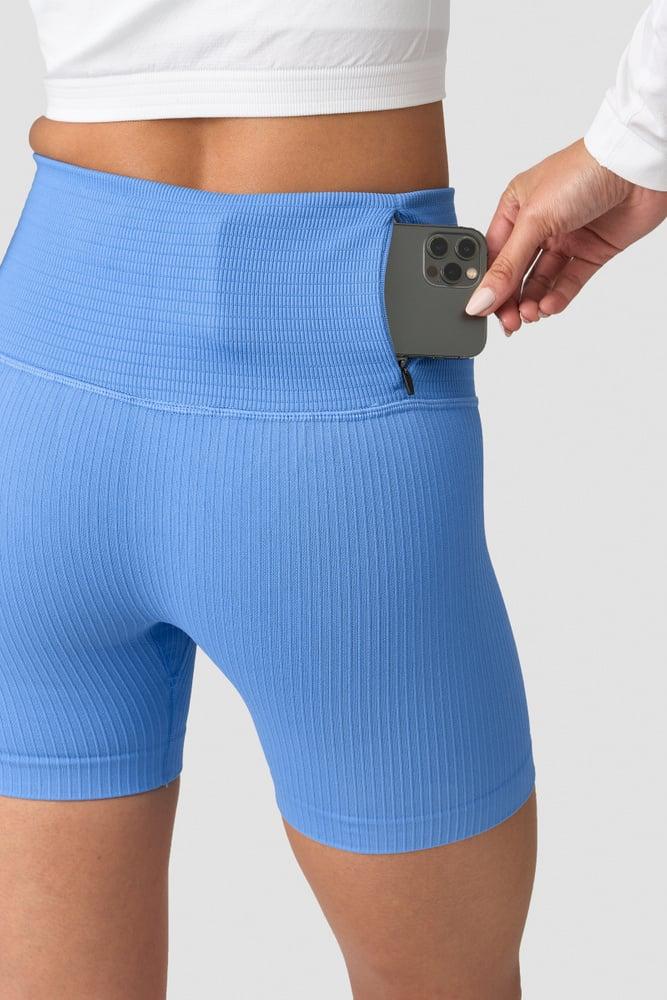 ICANIWILL - Ribbed Define Seamless Pocket Shorts - Pacific Blue