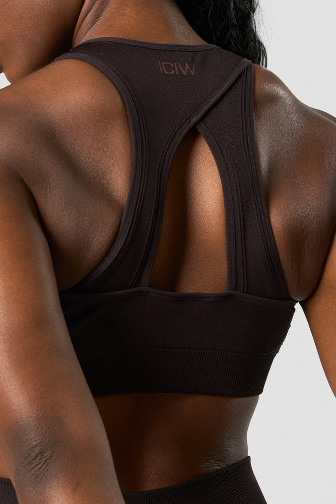 impact seamless sports bra dark brown