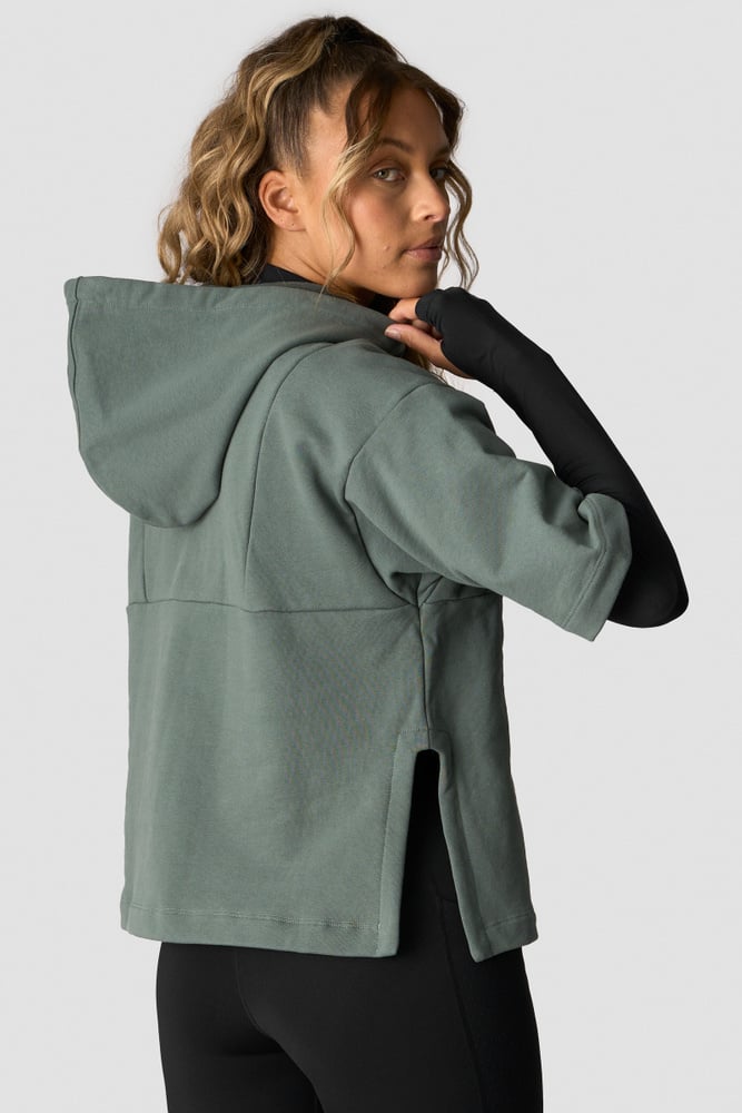 mirage mid sleeve hoodie wmn sea green