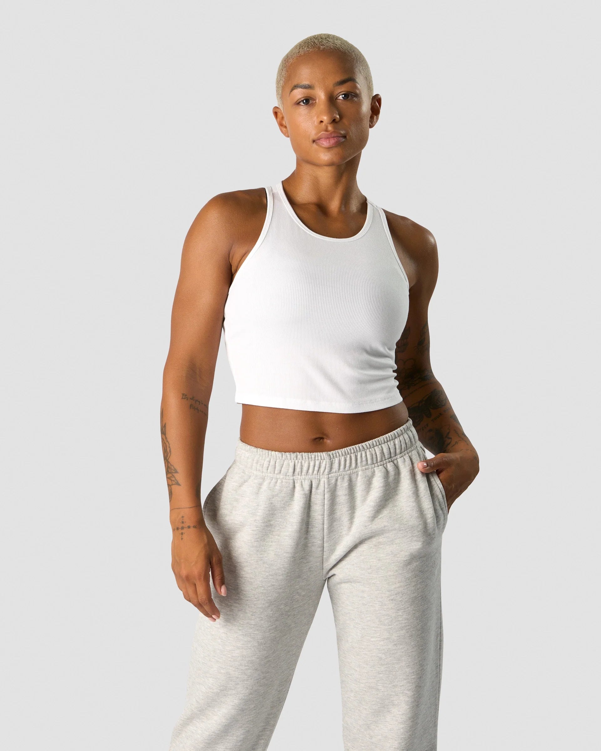 Nimble Cropped Tank Top - White - for kvinde - ICANIWILL - Toppe