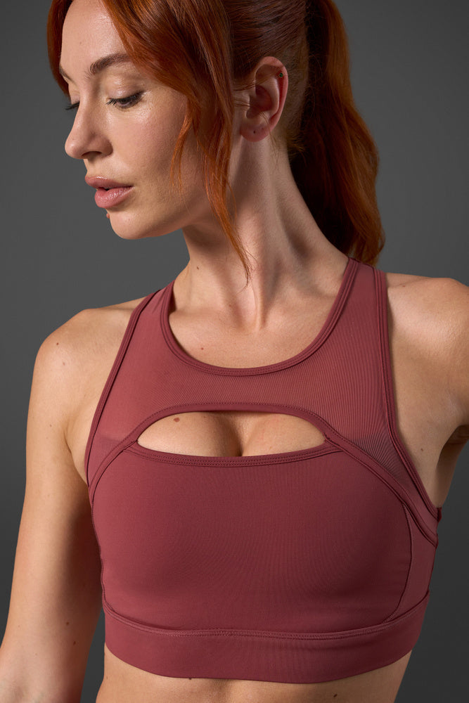 reboot sports bra brick red