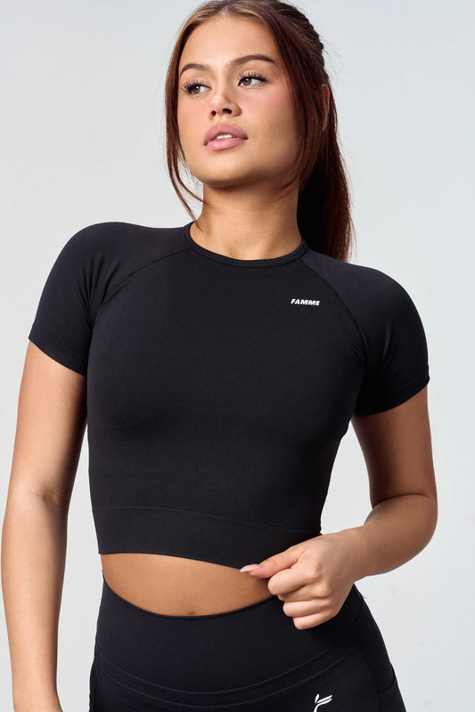 Seamless cropped t-shirt - for kvinde - FAMME - T-Shirt