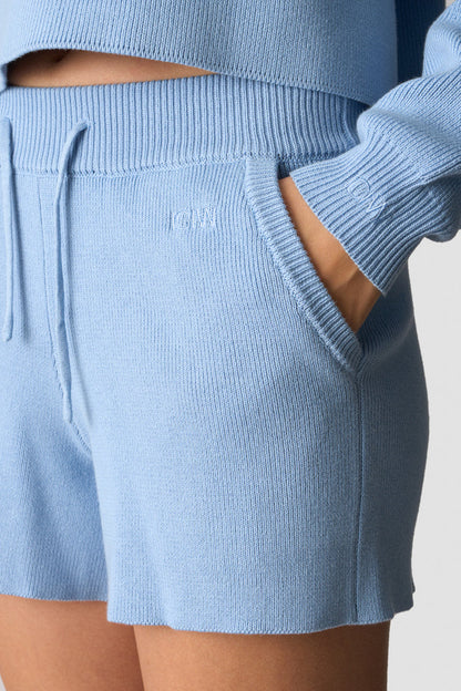 soft knit shorts light blue