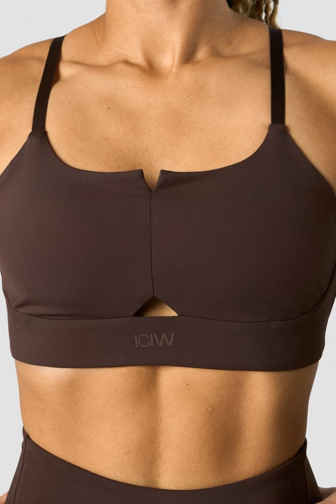 stride strappy sports bra dark brown